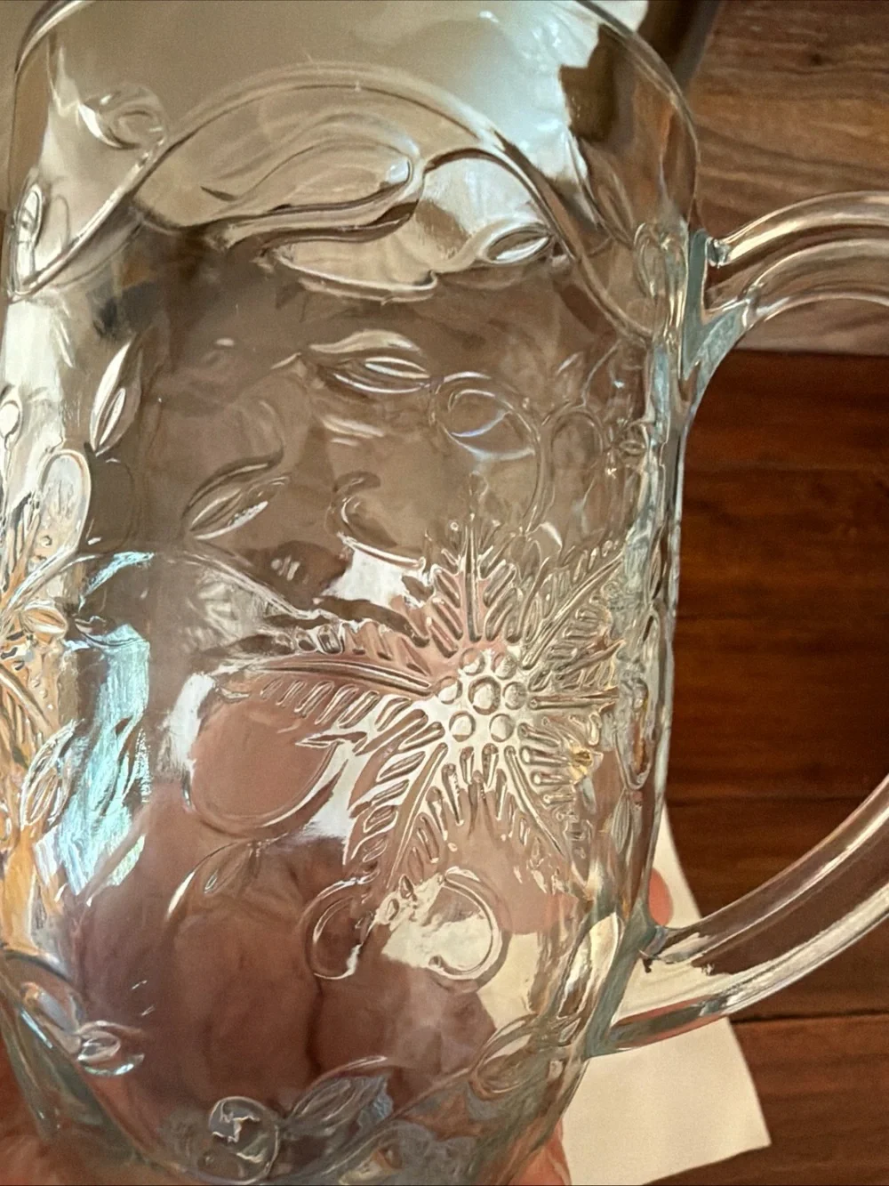 Princess House Fantasia Vintage Pressed Glass Mug with Floral Embossed Design